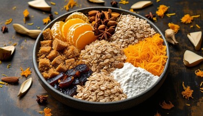 Delicious Turkey Revani Ingredients in Bowl with Colorful Toppings and Garnishes