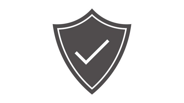 Cybersecurity Sheild Symbol with Tick Mark, Protection, Security Sign Animation 4k Resolution with Alpha Channel