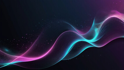 Obraz premium Abstract Waving Particle Technology Colorful equalizer wave Background Design Abstract wave moving dots flow particles hitech and big data background design for brochures