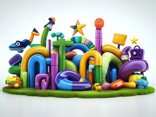 Obraz premium Colorful 3D Playland Illustration