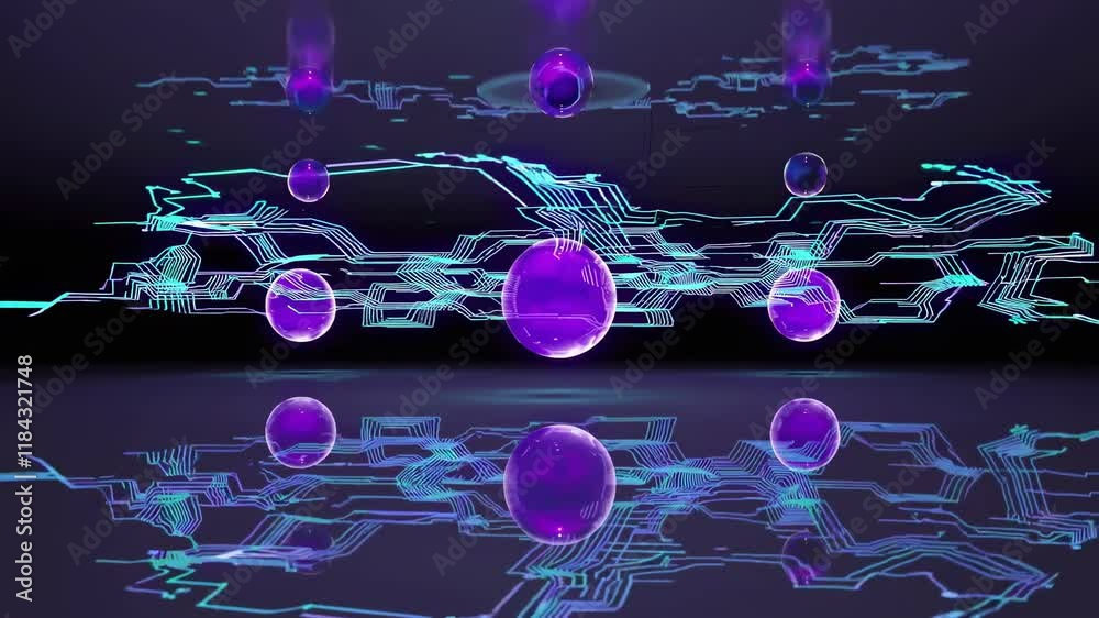 Poster Exploring futuristic digital art with vibrant colors and geometric designs in a high-tech environment