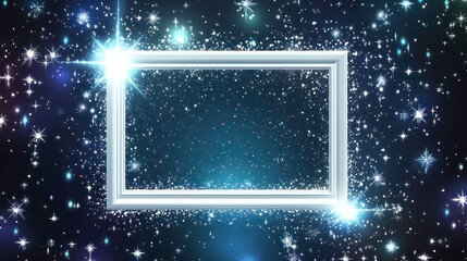 Obraz premium Sparkling Christmas Background: White Frame with Shimmering Stars and Snowflakes