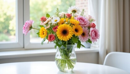 Flowers in vase with copy space