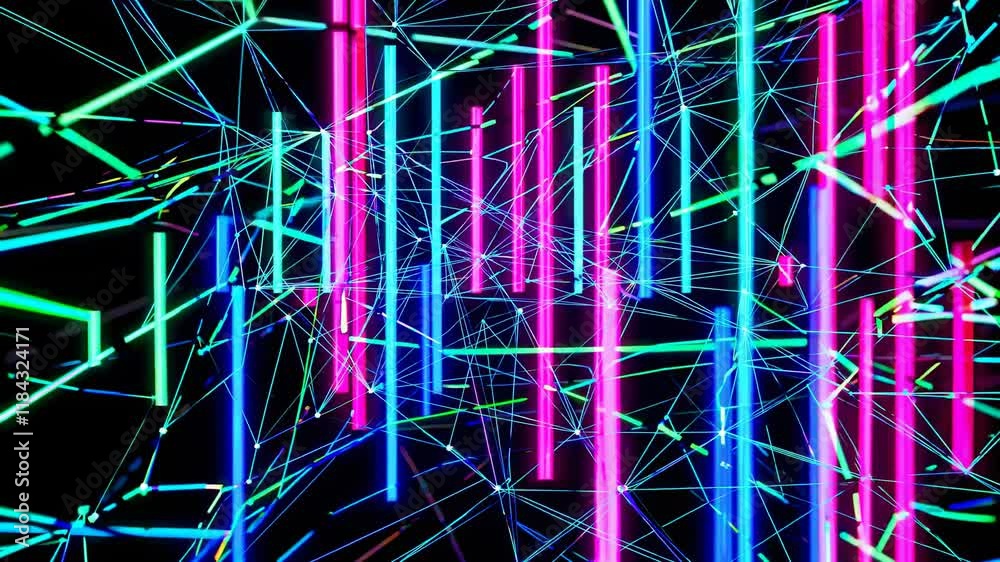 Fototapete colorful light display creates intricate patterns in a digital space