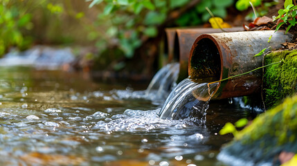 Sewage pipe discharging dirty