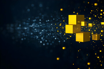 Golden Cubes Abstract 3D Background