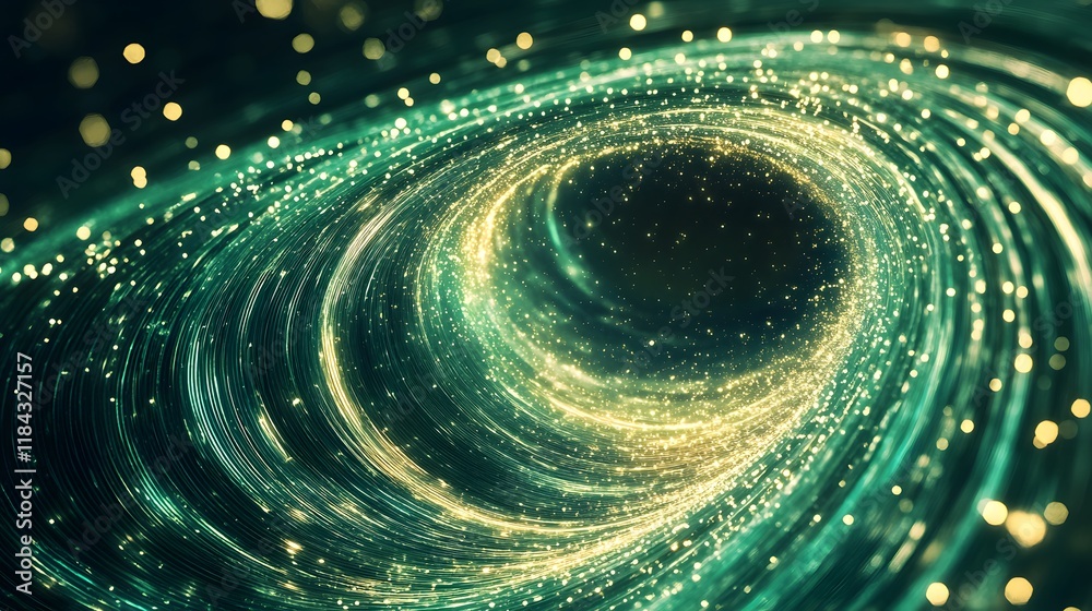 Poster stunning abstract visualization of a cosmic whirlwind with glittering particles and illuminated swir