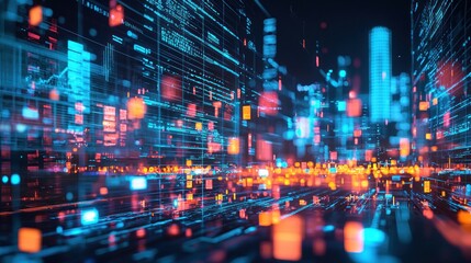 Cyberpunk Cityscape: Digital Metropolis at Night