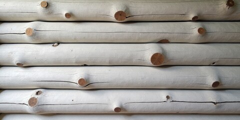 Fototapeta premium Whitewashed Log Cabin Wall Texture Rustic, Weathered Wood Background