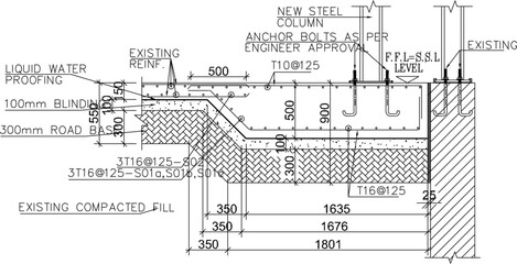 vector sketch illustration silhouette design Drawings Of Tower Crane Foundation Details.eps