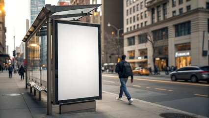 Blank Billboard Mockup: Urban City Street Scene 