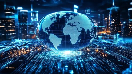 Obraz premium Dynamic design illustrating global data interactions.