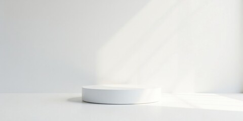 Clean Minimalist White Product Display Platform with Subtle Lighting