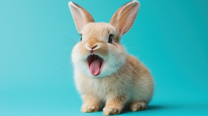 Obraz premium Adorable Bunny with Playful Expression on Bright Background