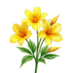 Obraz premium A vibrant yellow lily with green leaves, symbolizing purity and elegance
