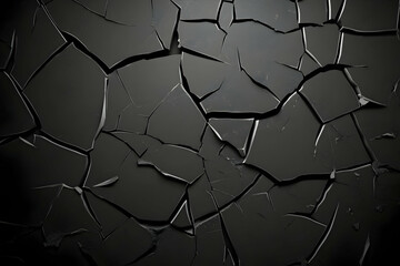 Cracked Black 3D Abstract Background