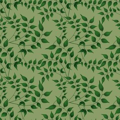 Botanical Garden Leaves Seamless Pattern Background Big Design on Pastel Green for Prints, Textiles, Packaging, Fabrics, and Wrapping Paper