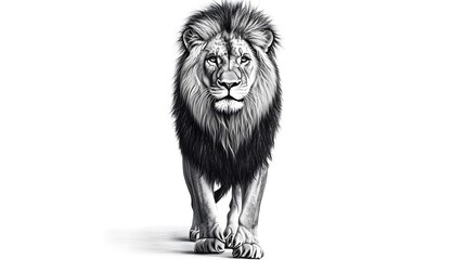 Realistic lion face pencil drawing, detailed portrait