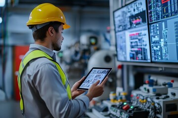 Obraz premium A modern industrial setting showcases the use of technology in plant management.