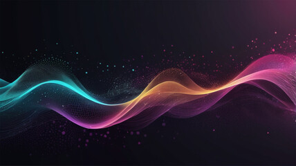 Abstract Waving Particle Technology Colorful equalizer wave Background Design Abstract wave moving dots flow particles hitech and big data background design for brochures