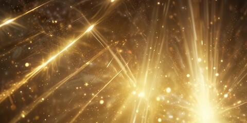 Shimmering gold light rays intersecting in a dreamy abstract bokeh pattern, light, bokeh