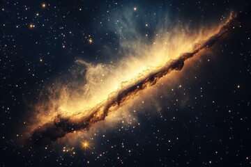 Stunning view of a bright spiral galaxy shining against the dark cosmos at night