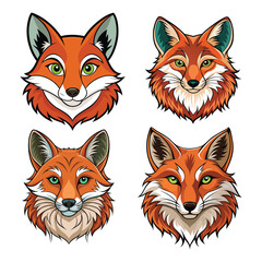 Modern fox's face colourful design  template smooth vector illustration Forest animal