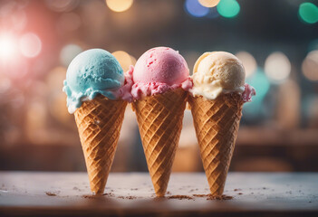Trio of Delightful Ice Cream Cones