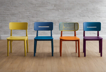 Modern Colorful Chairs Against a Textured Wall