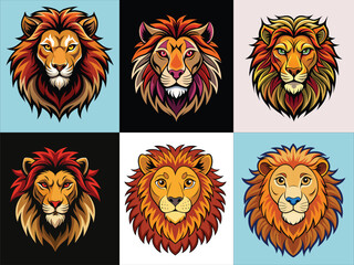 Cartoon Lion Face colourful smooth vector  Illustration creative design