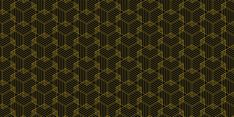 Golden outline square pattern, vector seamless pattern. Pattern included in swatch.