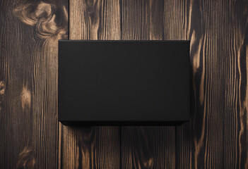 Sleek Black Box on Rustic Wood Surface