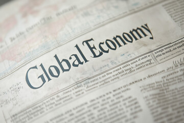 Historic newspaper article highlighting 'Global Economy' in large, elegant serif type. The slightly faded ink and aged paper suggest a discussion of financial systems from the past.