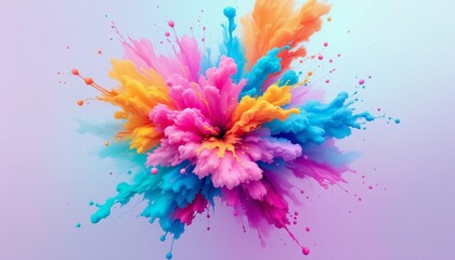 Explosion of colorful powder paint