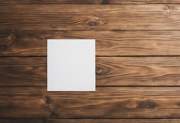 Clean White Card on Rustic Wood Table