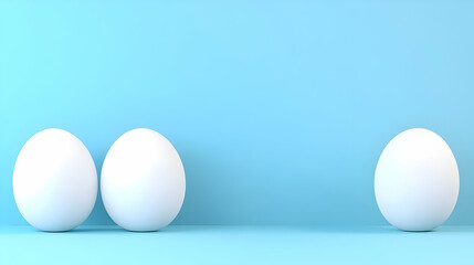 3D Render White Eggs Blue Background Illustration