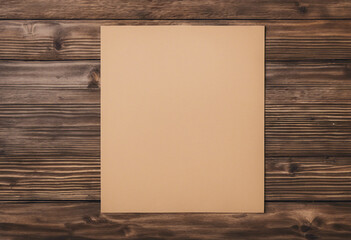 Kraft Paper Sheet on Rustic Wood Surface