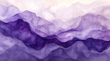 Abstract Purple Mountain Range Watercolor Painting