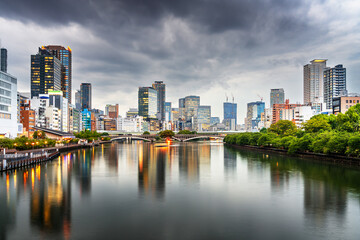 Fototapeta premium Osaka, Japan cityscape on the Okawa River