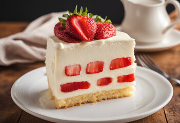 Light and Lovely Strawberry Cream Cake Slice