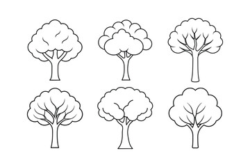 The Bo Tree (Ficus religiosa) line art vector illustration