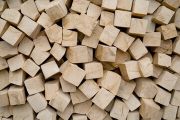 Natural Light Wooden Cubes Stacked Together in a Textured Background Scene