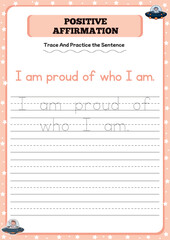 Positive affirmation activity worksheets for toddlers 