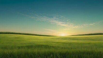 Serene Grassy Field Gradient Background with Emerald Green, Golden Yellow, and Bright Azure