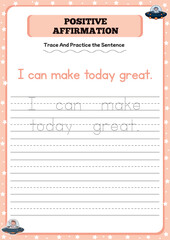 Positive affirmation activity worksheets for toddlers 