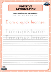 Positive affirmation activity worksheets for toddlers 