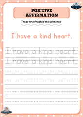 Positive affirmation activity worksheets for toddlers 