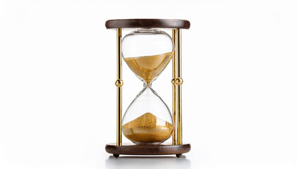 Fototapeta na wymiar classic hourglass with golden sand isolated white background