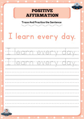 Positive affirmation activity worksheets for toddlers 