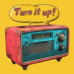 vintage radio isolated on white in pop art style